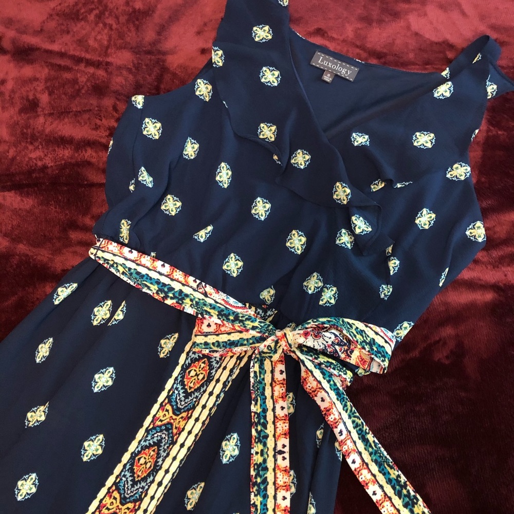 Luxology ruffled blue dress